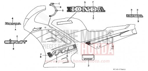 Microfiches Honda VFR750FN ITALIAN RED (R157) de 1992